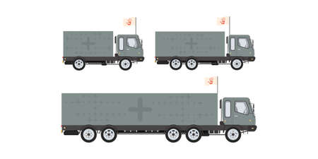 Car with boxes for humanitarian aid. isolated. vector illustration.のイラスト素材