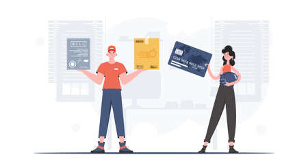 Parcel delivery. vector illustration. trendy style.のイラスト素材
