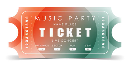 Sample ticket for entry to a musical concert. Ticket design template. vector illustration.のイラスト素材