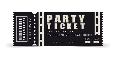 Sample ticket to enter the party. Modern ticket card template. Vector.のイラスト素材
