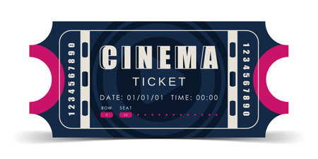 Cinema ticket template. Ticket design template. Vector.のイラスト素材