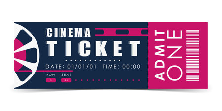 Cinema ticket template. Modern elegant ticket card illustration template. Vector.のイラスト素材