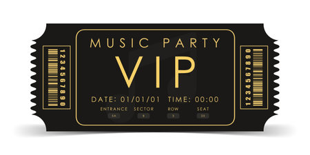 Sample ticket for a musical concert. Ticket design template. vector illustration.のイラスト素材