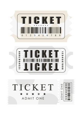 Ticket template set. Pass card design. isolated on white background. vector illustration.のイラスト素材