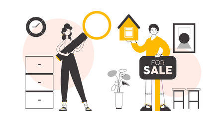 minimalist linear style. Vector.のイラスト素材