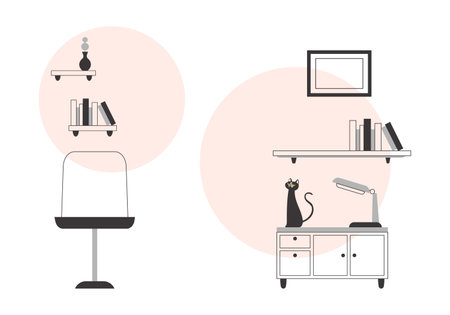 Interior in Lineart minimalistic style. background for presentations, posters and applications. vector illustration.のイラスト素材