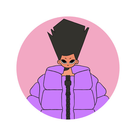 Round avatar guy in the style of the 80s and 90s.のイラスト素材