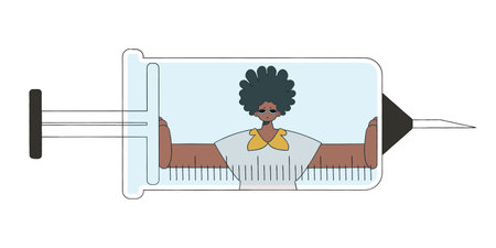 The guy inside the syringe. drug addiction.のイラスト素材