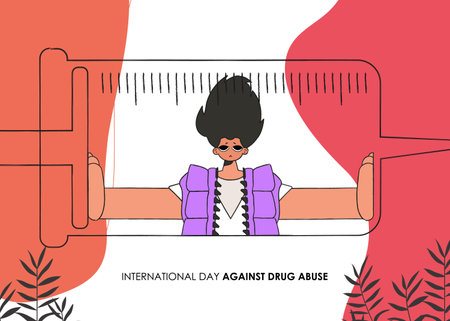 International Day Against Drugs banner. The guy inside the syringe.のイラスト素材