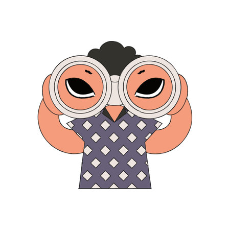 Attractive man using binoculars. Looking for the perfect candidate.のイラスト素材