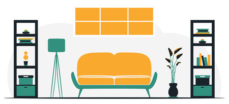 Minimalistic inspirational room background in vibrant colors.のイラスト素材