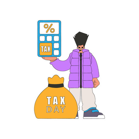 Stylish man with a percentage. The topic of paying taxes.のイラスト素材