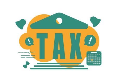 Trendy composition on the theme of paying taxes.のイラスト素材