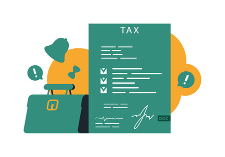 Trendy background on the theme of paying taxes.のイラスト素材