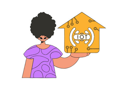 He is grasping the IoT emblem in his clutches.のイラスト素材