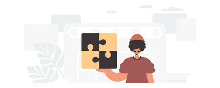 The individual is holding a daze. Collect work subject. Trendy style, Vector Illustrationのイラスト素材