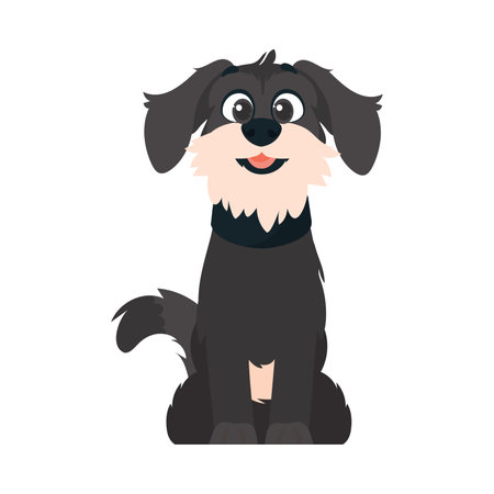 Entertainingbeat dim pooch. Smiling canine. Cartoon style, Vector Illustrationのイラスト素材