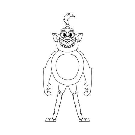 This cartoon character is unique and awesome because it can do things that no one else can do. Childrens coloring page.のイラスト素材