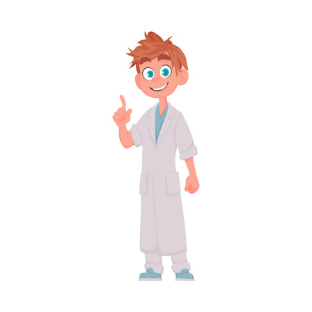 There is a nice-looking man who wears clothes similar to a doctor. Vector Illustration.のイラスト素材