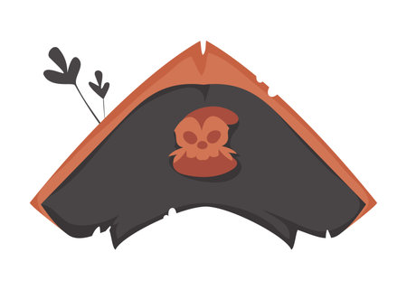 Old hat, headdress for pirates and robbers. Cartoon styleのイラスト素材