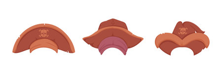Set of various old hats for pirates. Cartoon styleのイラスト素材