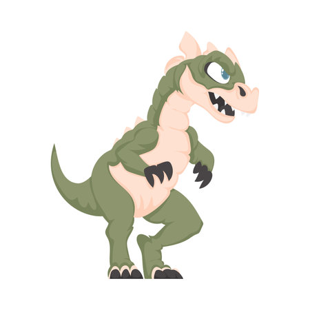 Mystical, fabulous funny green dinosaur. Cartoon styleのイラスト素材