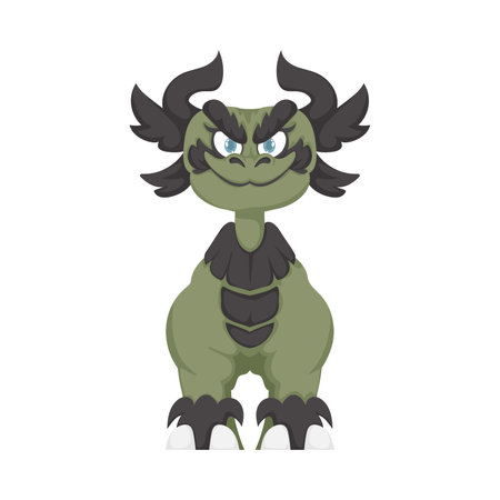 Cartoon funny and fairy green chinese dragon. Cartoon styleのイラスト素材