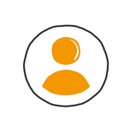 Simple hand-drawn user profile icon in orange with a black outline, commonly used for avatars, account placeholders, or profile images.のイラスト素材