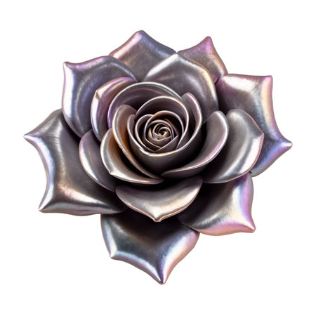 This image showcases a beautiful metallic rose with a lustrous, iridescent finish. The roses petals reflect light in various colors, creating an eyecatching design.の素材