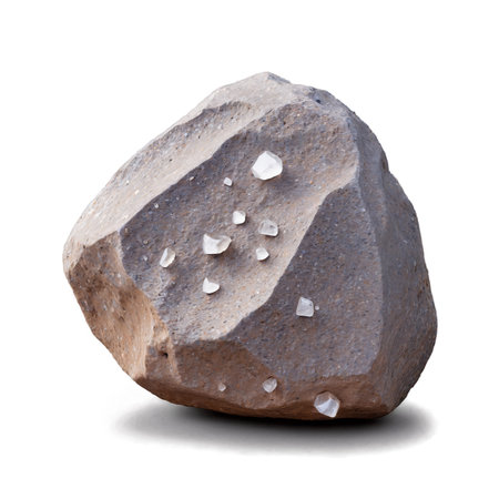 A weathered basalt rock specimen showing natural crystal inclusions. Perfect for educational displays or geological collections, demonstrating mineral formation processes.の素材