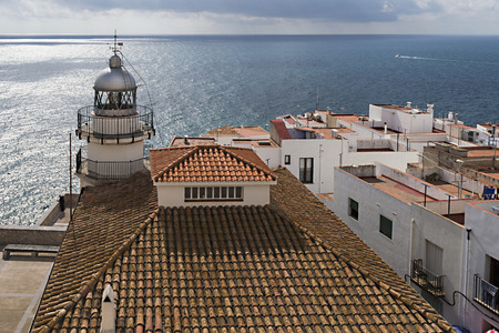 lighthouse sea from the castle of Peniscolaのeditorial素材