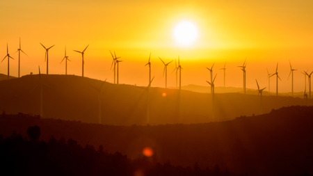 dawn wind power millsの写真素材