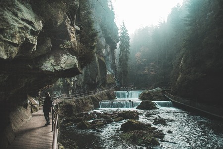 The Kamnitz Gorge in Saxon switzerland national parkの写真素材