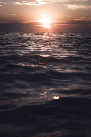 Beautiful sunset above the sea in Rovinj, Croatiaの写真素材