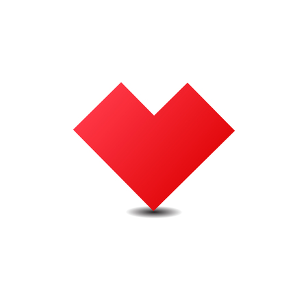 Red Heart Icon Illustration. Flat simple red symbol on white background with shadowのイラスト素材