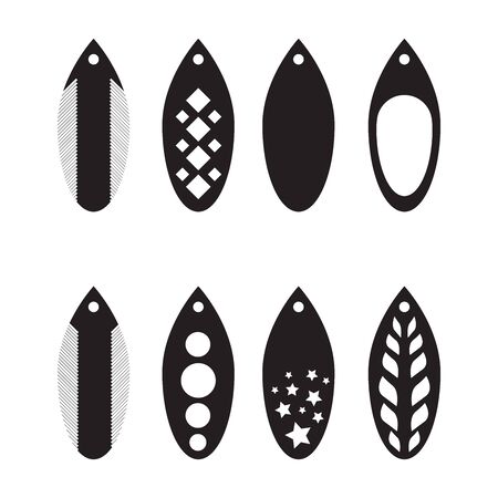 set fringe earring with pattern. for cricut template. Earrings with hole. Jewelry making. Vector illustration. eps 10のイラスト素材