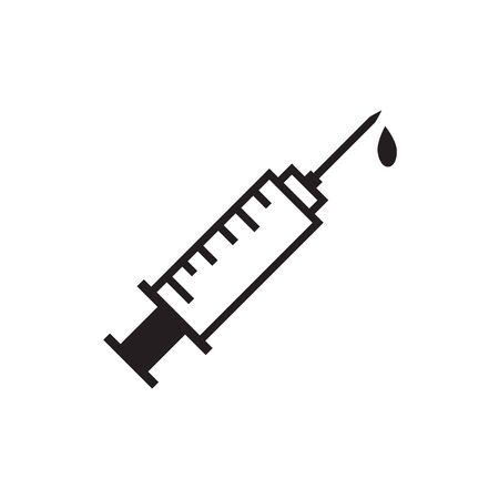 Syringe Injection Icon. Plastic medical syringe needle. flat icon on white background. eps 10のイラスト素材