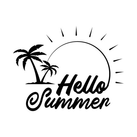 Hello Summer. Brush lettering composition. eps 10のイラスト素材