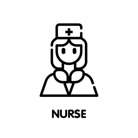 Nurse outline icon design style illustration on white background eps.10のイラスト素材