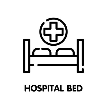 Hospital bed outline icon design style illustration on white background eps.10のイラスト素材