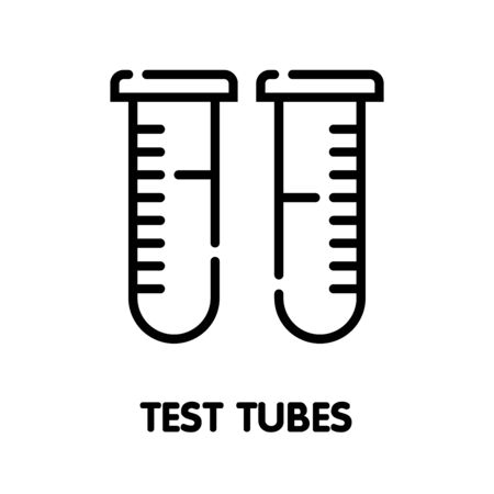 Test tubes outline icon design style illustration on white background eps.10のイラスト素材