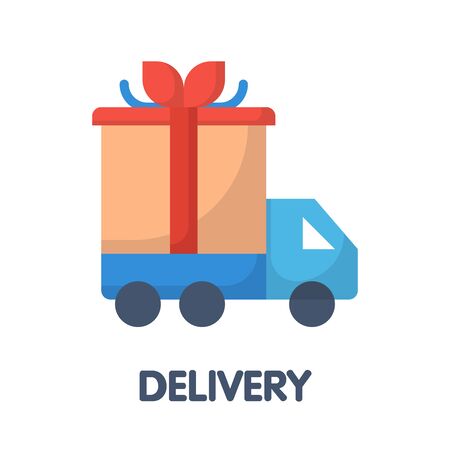 Icon Car delivery flat style icon design  illustration on white backgroundのイラスト素材