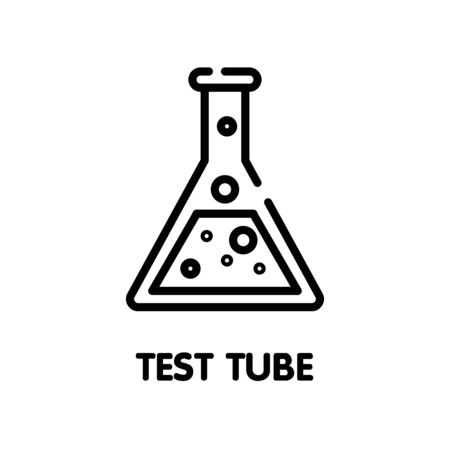 Test tube for lab outline icon design style illustration on white backgroundのイラスト素材