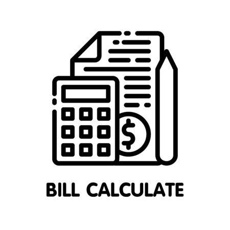 Icon Bill calculate outline style icon design  illustration on white background eps.10のイラスト素材