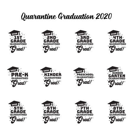 Quarantine Graduation 2020 SVG Design Bundle, Kindergarten Pre-K Preschool 1st 2nd 3rd 4th 5th 6th 7th 8th Grade Grad Shirt SVG, Clip Artのイラスト素材