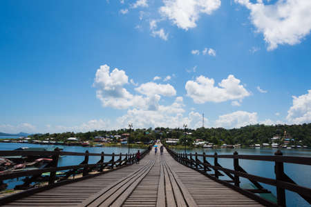 Sunny day at wooden bridgeのeditorial素材