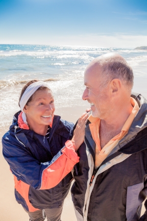 active senior couple walking aroundの写真素材