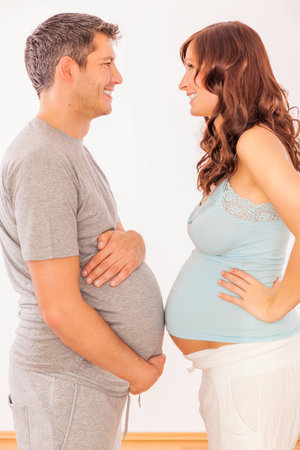 happy fatherhood awaiting baby couple