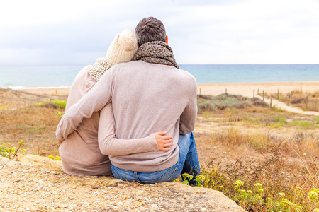 relaxing carefree the coast in autumnの写真素材