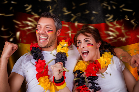 germany winner couple smiling happyの写真素材